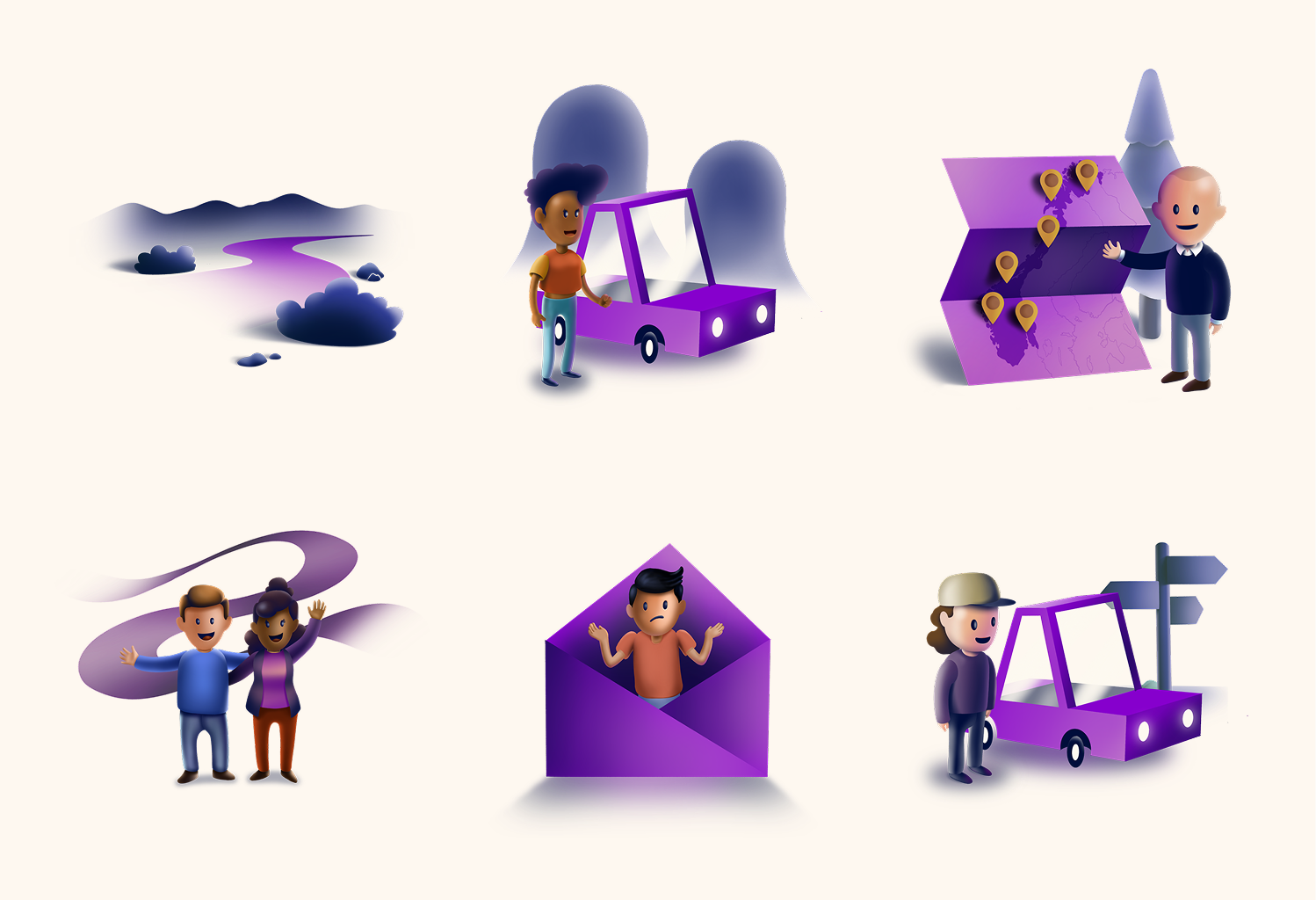 Bilista illustration system — onboarding, empty states, and feature visuals
